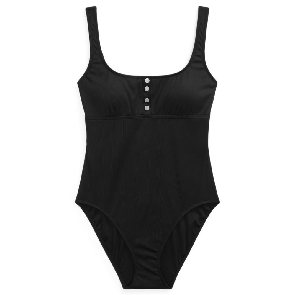 NWT Lauren Ralph Lauren Ribbed Henley One Piece Swimsuit 14